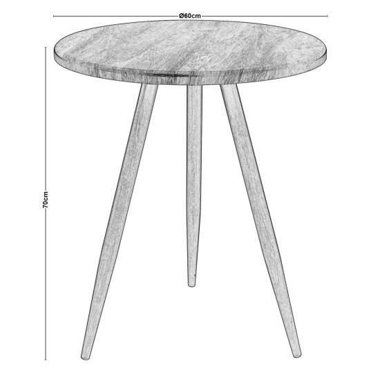 NATURALE STEEL Τραπέζι Μέταλλο Καρυδί, Επιφάνεια Καρυδί -  Φ60cm H.70cm
