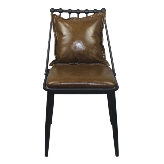 DANTE Καρέκλα, Μέταλλο Βαφή Μαύρο, PU Vintage Brown -  42x49x79cm
