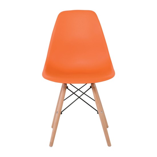 ART Wood Kαρέκλα Τραπεζαρίας - Κουζίνας, Πόδια Οξιά, Κάθισμα PP Πορτοκαλί - 1 Step K/D -  46x52x82cm