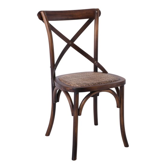 DESTINY Καρέκλα Τραπεζαρίας Οξιά Καρυδί, Κάθισμα Ψάθα, Στοιβαζόμενη -  48x52x89cm