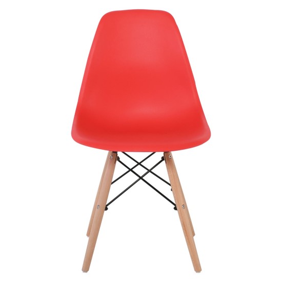 ART Wood Καρέκλα Τραπεζαρίας - Κουζίνας, Πόδια Οξιά, Κάθισμα PP Κόκκινο - 1 Step K/D -  46x52x82cm