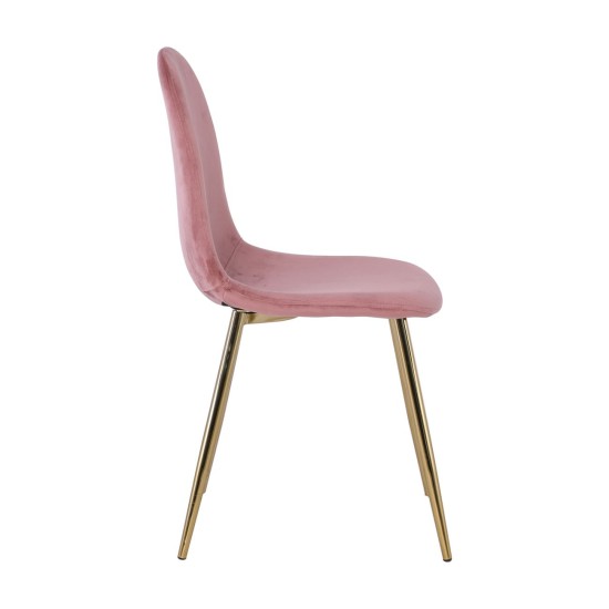 CELINA Καρέκλα Χρώμιο Χρυσό, Velure Antique Pink -  45x54x85cm