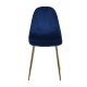 CELINA Καρέκλα Χρώμιο Χρυσό, Velure Μπλε -  45x54x85cm
