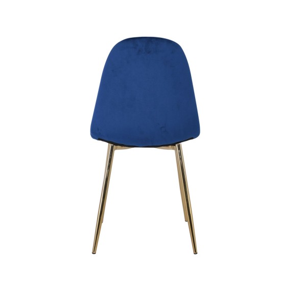 CELINA Καρέκλα Χρώμιο Χρυσό, Velure Μπλε -  45x54x85cm