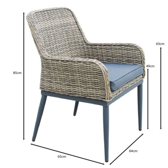 HAVANA Πολυθρόνα Τραπεζαρίας Κήπου-Βεράντας, ALU - Wicker Grey Brown, Μαξιλάρι Ανθρακί HAVANA Πολυθρόνα Τραπεζαρίας Κήπου-Βεράντας, ALU - Wicker Grey Brown, Μαξιλάρι Ανθρακί