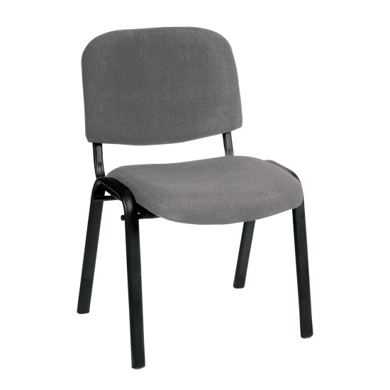 SIGMA Καρέκλα Στοιβαζόμενη Γραφείου Επισκέπτη, Μέταλλο Βαφή Μαύρο, Ύφασμα Γκρι -  55x60x79cm / Σωλ.35x16/1mm
