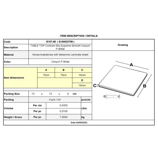 Contract Sliq Smooth Supreme Επιφάνεια Τραπεζιού τ.Werzalit Απόχρωση Canyon P.Metal Contract Sliq Smooth Supreme Επιφάνεια Τραπεζιού τ.Werzalit Απόχρωση Canyon P.Metal