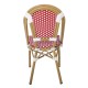 PARIS Καρέκλα Bistro, Αλουμίνιο Φυσικό, Wicker Άσπρο - Κόκκινο, Στοιβαζόμενη -  46x54x88cm