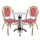 PARIS Καρέκλα Bistro Αλουμίνιο Φυσικό, Wicker Άσπρο - Κόκκινο, Στοιβαζόμενη -  46x54x88cm