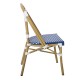 PARIS Καρέκλα Bistro Αλουμίνιο Φυσικό, Wicker Άσπρο - Μπλε, Στοιβαζόμενη -  46x54x88cm