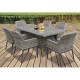 HAVANA Set Τραπεζαρία Κήπου ALU,Wicker Grey Brown-Ανθρακί: Τραπέζι 160x90 + 6 Πολυθρόνες