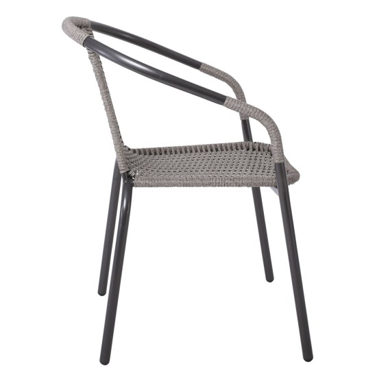 BALENO Πολυθρόνα Στοιβαζόμενη, Μέταλλο Βαφή Ανθρακί, Wicker Mixed Grey -  53x58x77cm