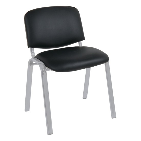 SIGMA Καρέκλα Στοιβαζόμενη Γραφείου Επισκέπτη, Μέταλλο Βαφή Silver, PVC Μαύρο -  55x60x79cm / Σωλ.35x16/1mm