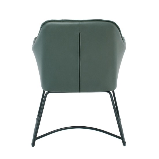 POLLY Πολυθρόνα Μέταλλο Βαφή Μαύρο, Ύφασμα Suede Olive Green -  67x64x82cm