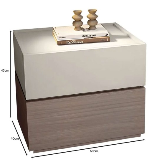 VANITY Κομοδίνο, Αποχρώσεων Sonoma Oak - Cream, με Αποσπώμενα χρωματικά Μέρη