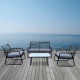 ROCCO Set Σαλόνι Κήπου 4τεμ, Μέταλλο Μαύρο,RopeWicker Γκρι, Μαξιλ.Σκούρο Γκρι, Γυαλί Μαύρο ROCCO Set Σαλόνι Κήπου 4τεμ, Μέταλλο Μαύρο,RopeWicker Γκρι, Μαξιλ.Σκούρο Γκρι, Γυαλί Μαύρο