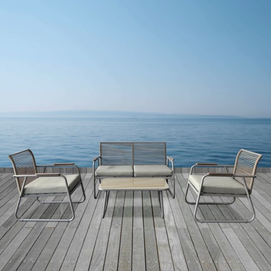 ROCCO Set Σαλόνι Κήπου 4τεμ, Μέταλλο Μπεζ, Rope Wicker Μπεζ, Μαξιλ.Μπεζ, Γυαλί Μπεζ ROCCO Set Σαλόνι Κήπου 4τεμ, Μέταλλο Μπεζ, Rope Wicker Μπεζ, Μαξιλ.Μπεζ, Γυαλί Μπεζ