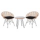 SALSA Coral Coffee Set Κήπου Μέταλλο Μαύρο - Γυαλί - Wicker Φυσικό: Τραπεζάκι+2 Πολυθρόνες