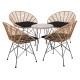 SALSA Coral Coffee Set Κήπου Μέταλλο Μαύρο - Γυαλί - Wicker Φυσικό: Τραπεζάκι+4 Πολυθρόνες