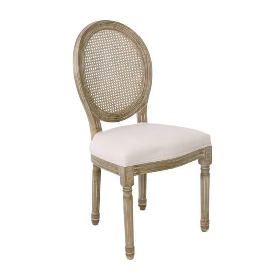 JAMESON Καρέκλα K/D με Ψάθα Τραπεζαρίας - Σαλονιού, Decape Ύφασμα Εκρού -  49x45x97cm