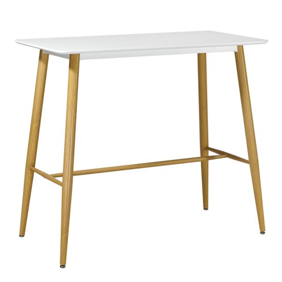 LAVIDA Τραπέζι BAR Μέταλλο Βαφή Φυσικό, Άσπρο MDF -  120x60x106cm
