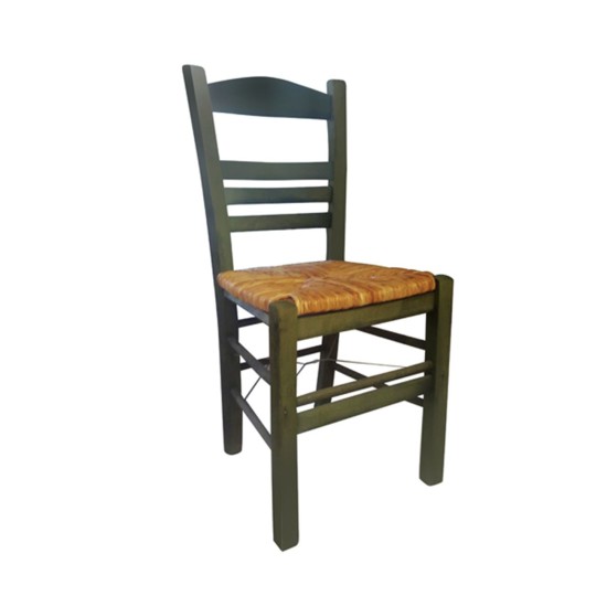 ΣΙΦΝΟΣ Καρέκλα Οξιά Βαφή Εμποτισμού Ανιλίνη Πράσινο, Κάθισμα Ψάθα -  41x45x88cm