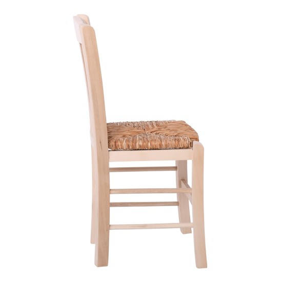 CASA Καρέκλα Οξιά Άβαφη με Ψάθα Αβίδωτη -  42x45x88cm