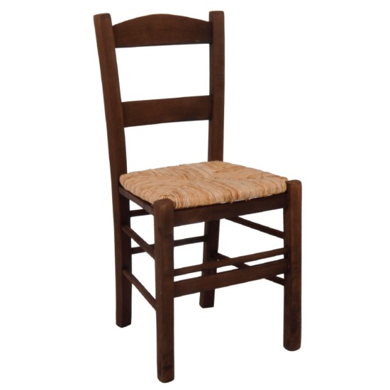 ΣΥΡΟΣ Καρέκλα Οξιά Βαφή Εμποτισμού Καρυδί, Κάθισμα Ψάθα -  41x45x88cm