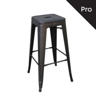 RELIX Σκαμπό Bar-Pro, Στοιβαζόμενο, Μέταλλο Βαφή Antique Black -  43x43 H.76cm