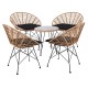 SALSA Coral Coffee Set Κήπου Μέταλλο Μαύρο - Γυαλί - Wicker Φυσικό: Τραπεζάκι+4 Πολυθρόνες