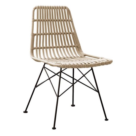 SALSA Καρέκλα Κήπου Βεράντας Μέταλλο Βαφή Μαύρο, Wicker Φυσικό SALSA Καρέκλα Κήπου Βεράντας Μέταλλο Βαφή Μαύρο, Wicker Φυσικό
