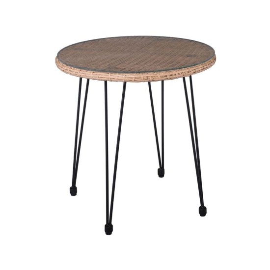 SALSA Τραπέζι Μέταλλο Βαφή Μαύρο, Wicker Φυσικό SALSA Τραπέζι Μέταλλο Βαφή Μαύρο, Wicker Φυσικό