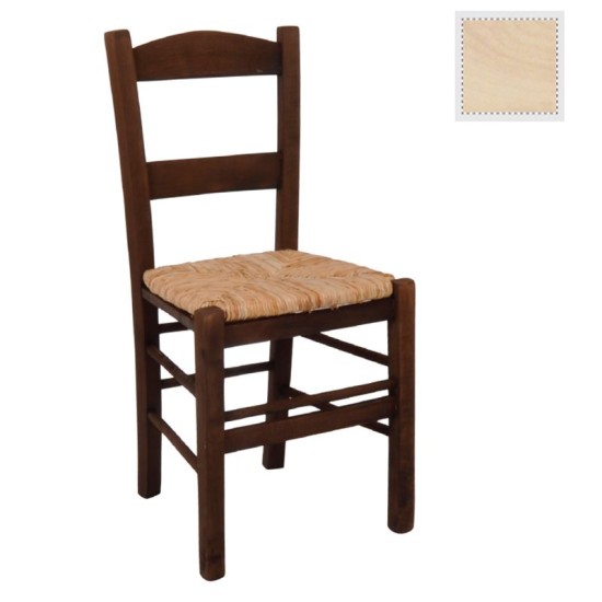 ΣΥΡΟΣ Καρέκλα Άβαφη Οξιά με Ψάθα Αβίδωτη -  41x45x88cm
