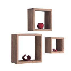 TRIO Set - 3 Ράφια Ξύλο Ακακία Φυσικό -  25x25x10/20x20x10/15x15x10cm