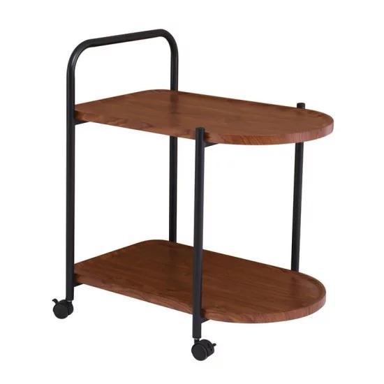 TROLLEY - Βοηθητικό Τραπεζάκι Μέταλλο Βαφή Μαύρο, MDF with PVC Απόχρωση Καρυδί TROLLEY - Βοηθητικό Τραπεζάκι Μέταλλο Βαφή Μαύρο, MDF with PVC Απόχρωση Καρυδί