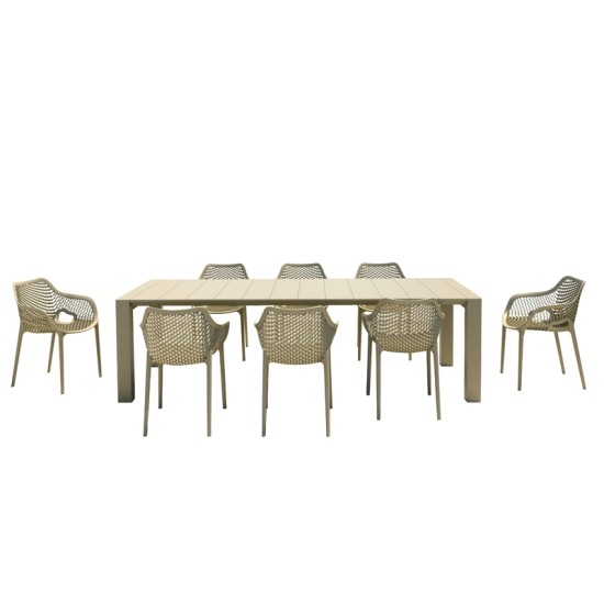 Σετ Τραπεζαρίας 9Τμχ Vegas Air Xl Taupe 100X260/300Χ75Εκ. Σετ Τραπεζαρίας 9Τμχ Vegas Air Xl Taupe 100X260/300Χ75Εκ.