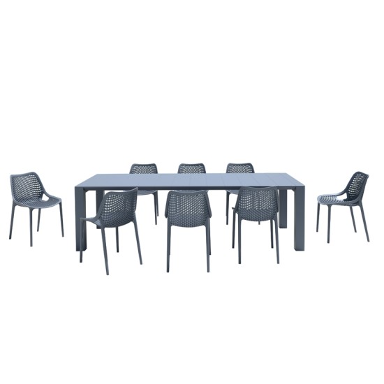 Σετ Τραπεζαρίας 9Τμχ Vegas Air Dark Grey 100X260/300Χ75Εκ. Σετ Τραπεζαρίας 9Τμχ Vegas Air Dark Grey 100X260/300Χ75Εκ.