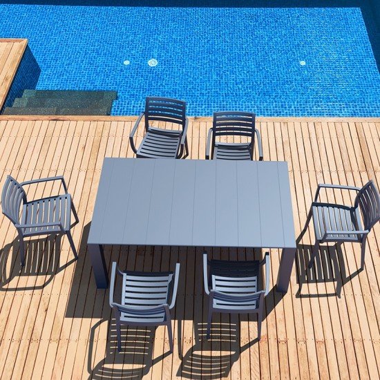 Σετ Τραπεζαρίας 7Τμχ Vegas Artemis Dark Grey 100X180/220Χ75Εκ. Σετ Τραπεζαρίας 7Τμχ Vegas Artemis Dark Grey 100X180/220Χ75Εκ.