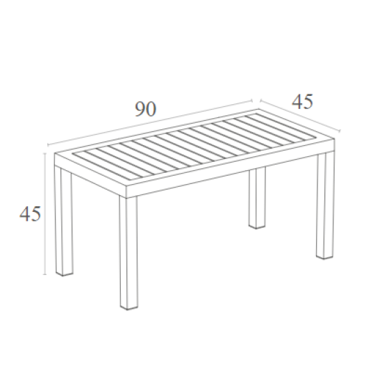 Ocean White Τραπεζι 90Χ45Χ45Εκ. Πολ/Νιου