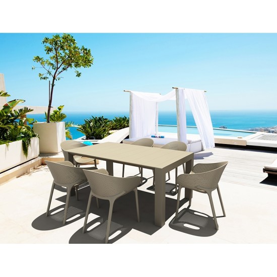 Σετ Τραπεζαρίας 7Τμχ Vegas Sky Pro Taupe 100X180/220Χ75Εκ. Σετ Τραπεζαρίας 7Τμχ Vegas Sky Pro Taupe 100X180/220Χ75Εκ.