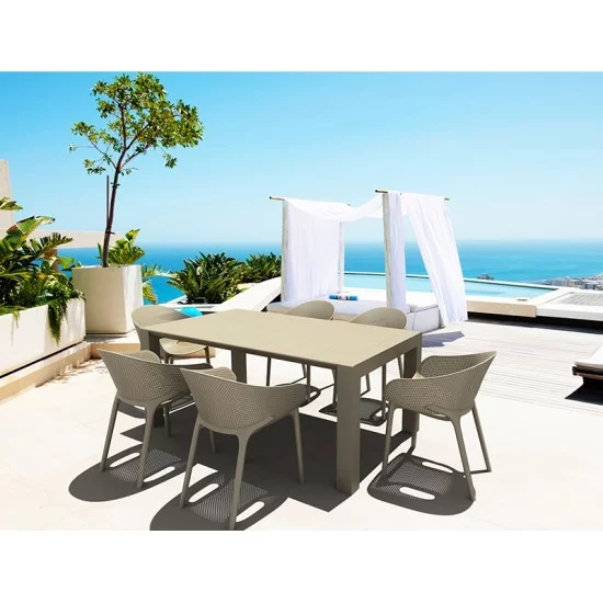Σετ Τραπεζαρίας 7Τμχ Vegas Sky Pro Taupe 100X180/220Χ75Εκ. Σετ Τραπεζαρίας 7Τμχ Vegas Sky Pro Taupe 100X180/220Χ75Εκ.