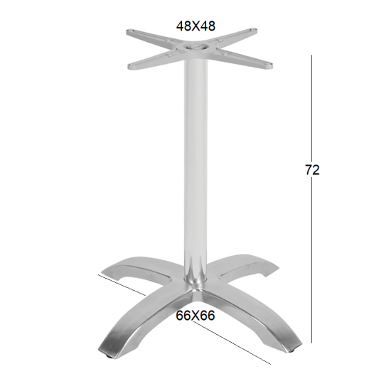 Samin 66X66Χ72Εκ. 4Νυχη Βαση Αλουμινιου Με Ρεγ/Ρουσ