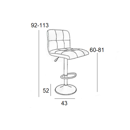 Σκαμπό Μπάρ 2Τμχ Bar40 Μαύρο Pu 43X52X113Εκ.