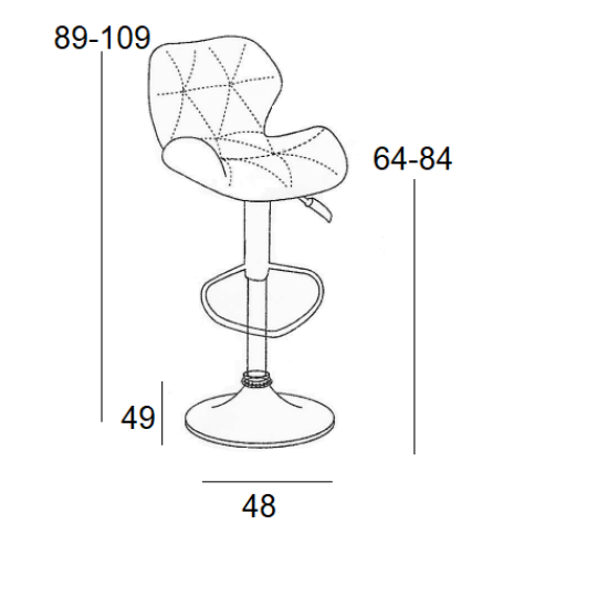 Σκαμπό Μπάρ 2Τμχ Bar91 Γκρί Pu 48X49X109Εκ.