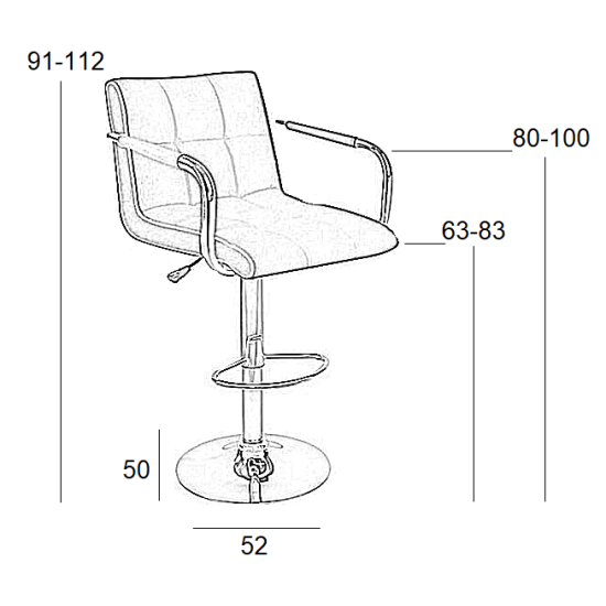 Σκαμπό Μπάρ 2Τμχ Bar54 Μαύρο Pu 52X50X112Εκ.