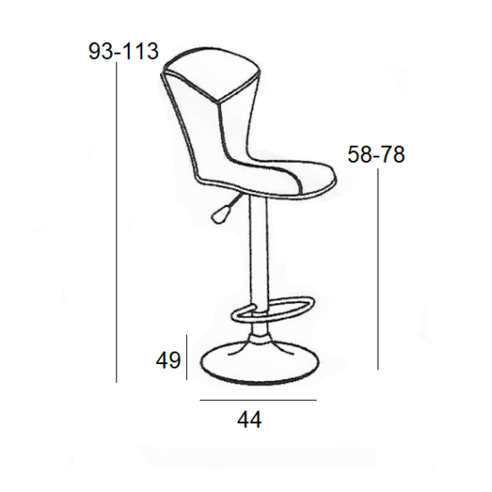 Bar56 Μαυρο Pvc(Σ2)Σκαμπο Με Αμορτισερ