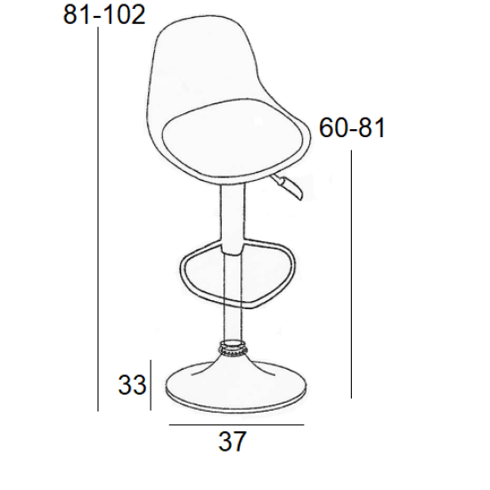 Σκαμπό Μπάρ 2Τμχ Bar92 Black Pu/Pp 37X33X102Εκ.