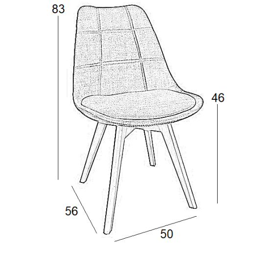 Καρέκλα Τραπεζαρίας Ξύλινη 4Τμχ Bianca Grey Ύφασμα 50X56X46-83Εκ.