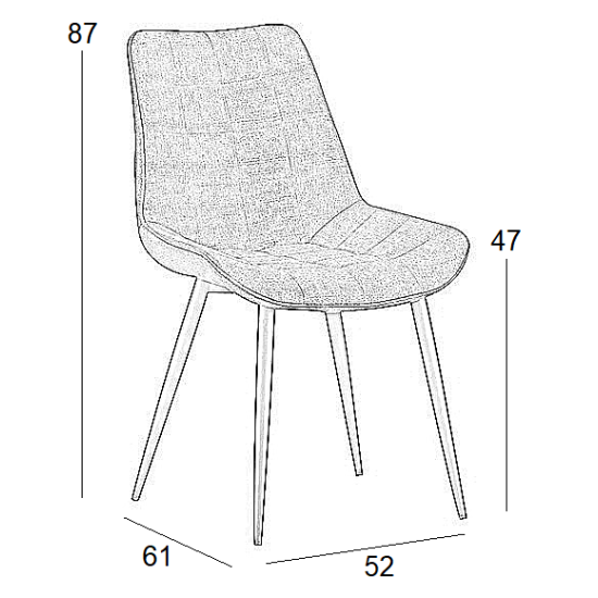 Καρέκλα Τραπεζαρίας Μεταλλική 4Τμχ Denis Grey Ύφασμα 52X61X47-87Εκ.