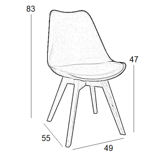 Καρέκλα Τραπεζαρίας Ξύλινη 4Τμχ Billy Black Ύφασμα 49X55X47-83Εκ.